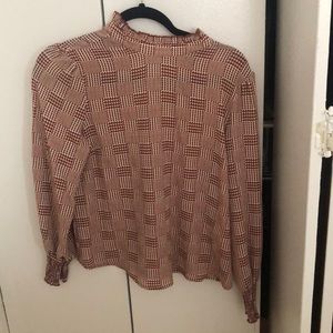 Forever 21 red plaid turtle neck blouse